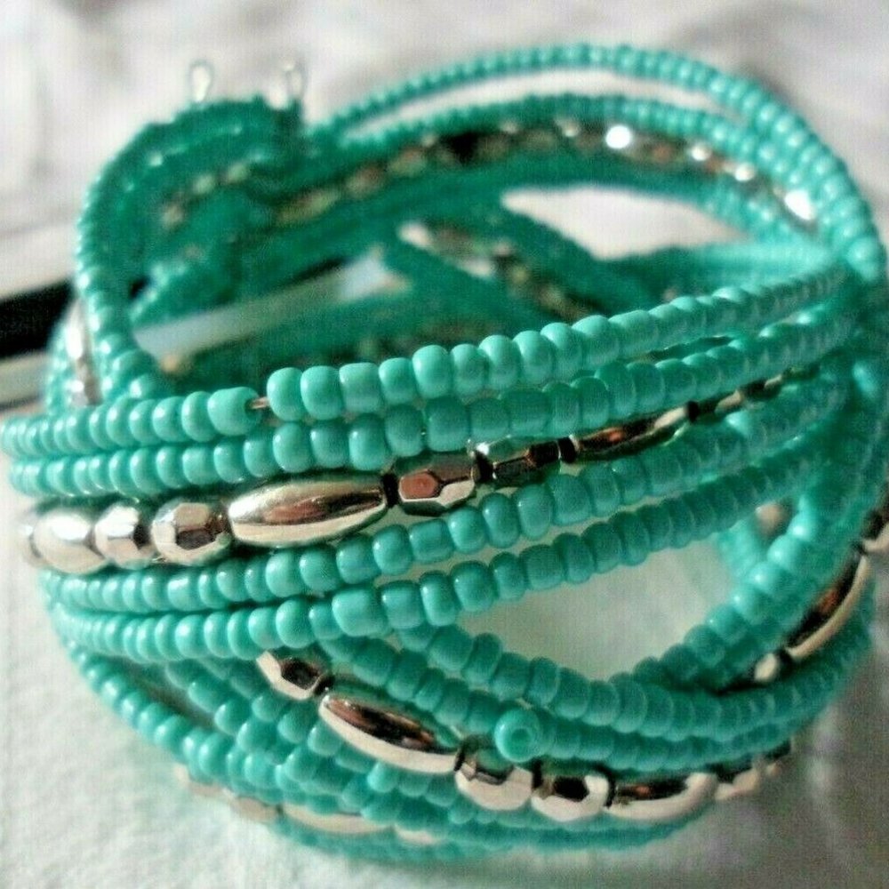 Nothern Reflections Aqua Turquoise Beads Fashion Rope Summer Bracelet Watercress